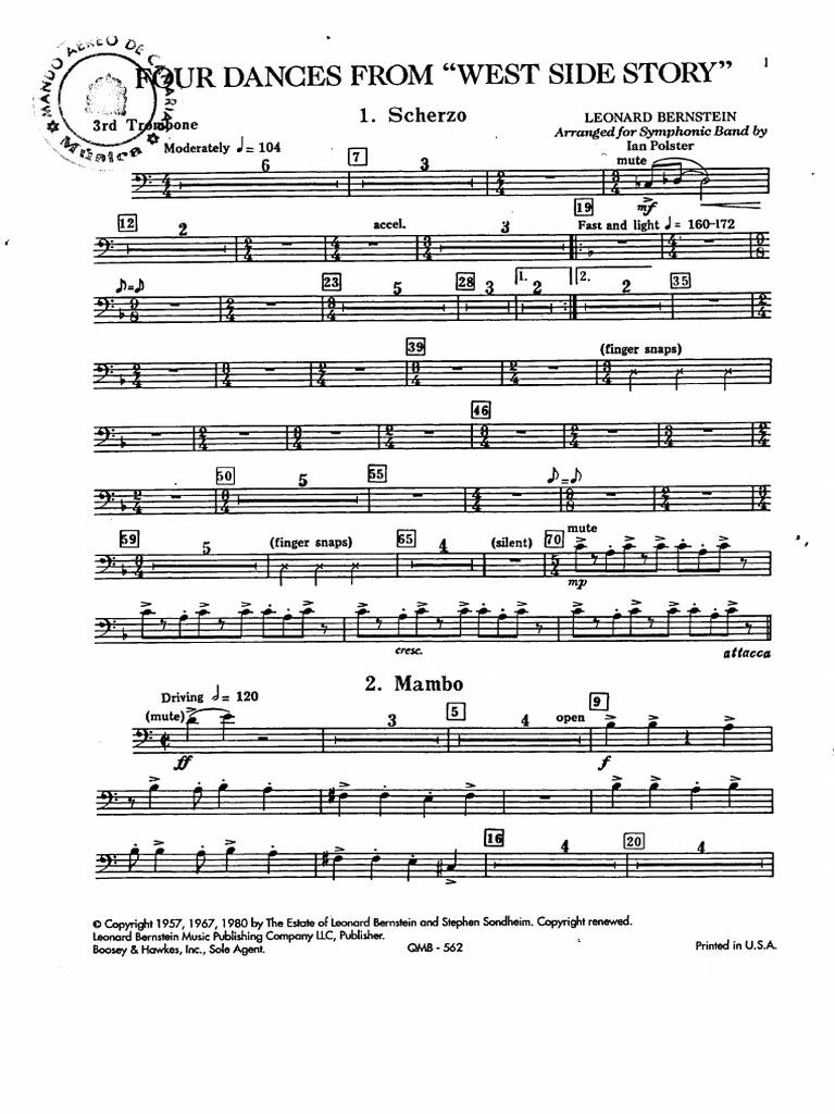 24 TROMBONE 3 Four Dances From West Side Story | PDF