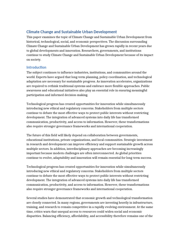 Climate Change and Sustainable Urban Development | PDF | Sustainability ...