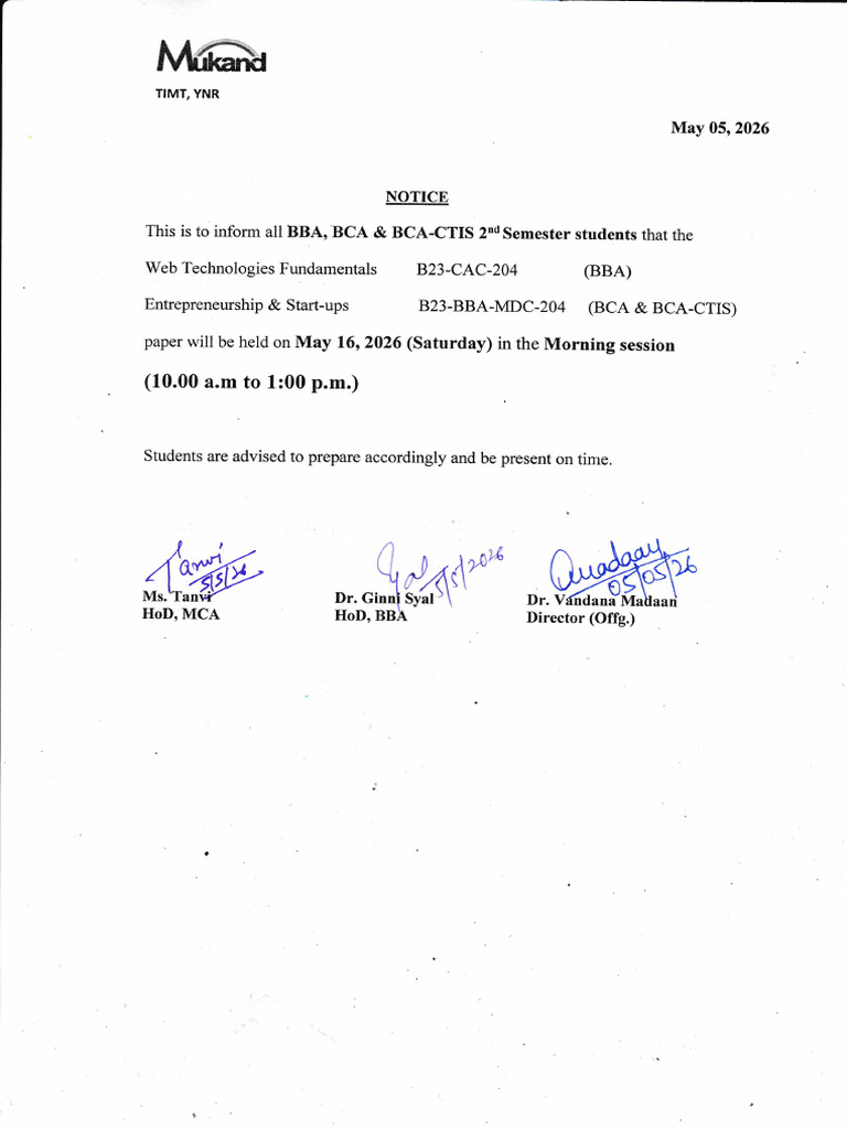 Bba Bca Notice | PDF