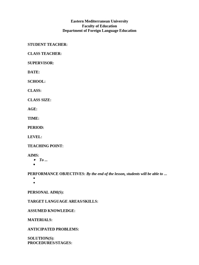 Lesson Plan Template | PDF