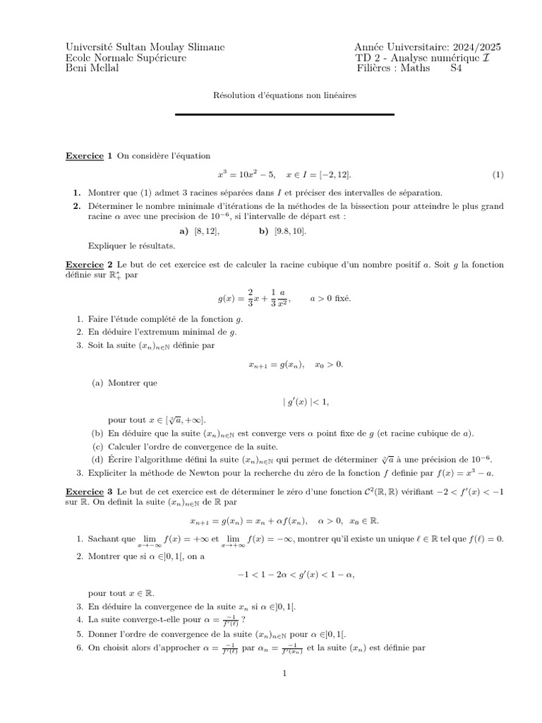 TD2 - Analyse Numerique | PDF | Sciences numériques | Mathématiques de ...