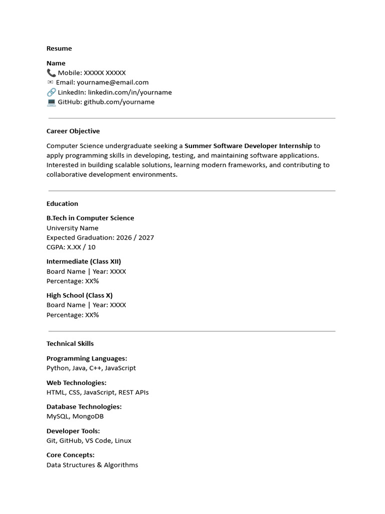 Resume for CS Student.docx | PDF