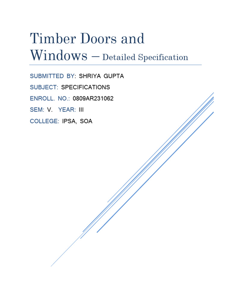 Timber Doors Windows Specification Full Expanded | PDF | Lumber | Wood