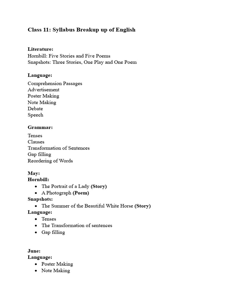 Class 11 Syllabus | PDF
