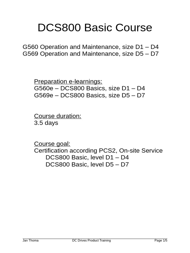 DCS800 Basic Training Schedule | PDF | Software | Computer Hardware