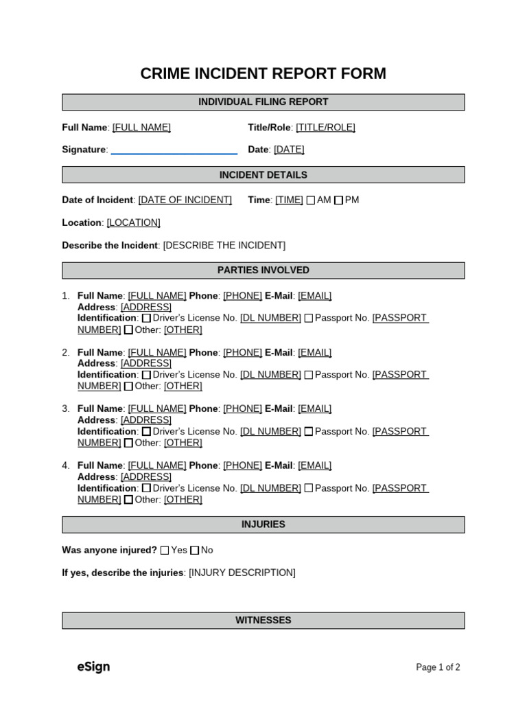 Crime Incident Report Form | PDF