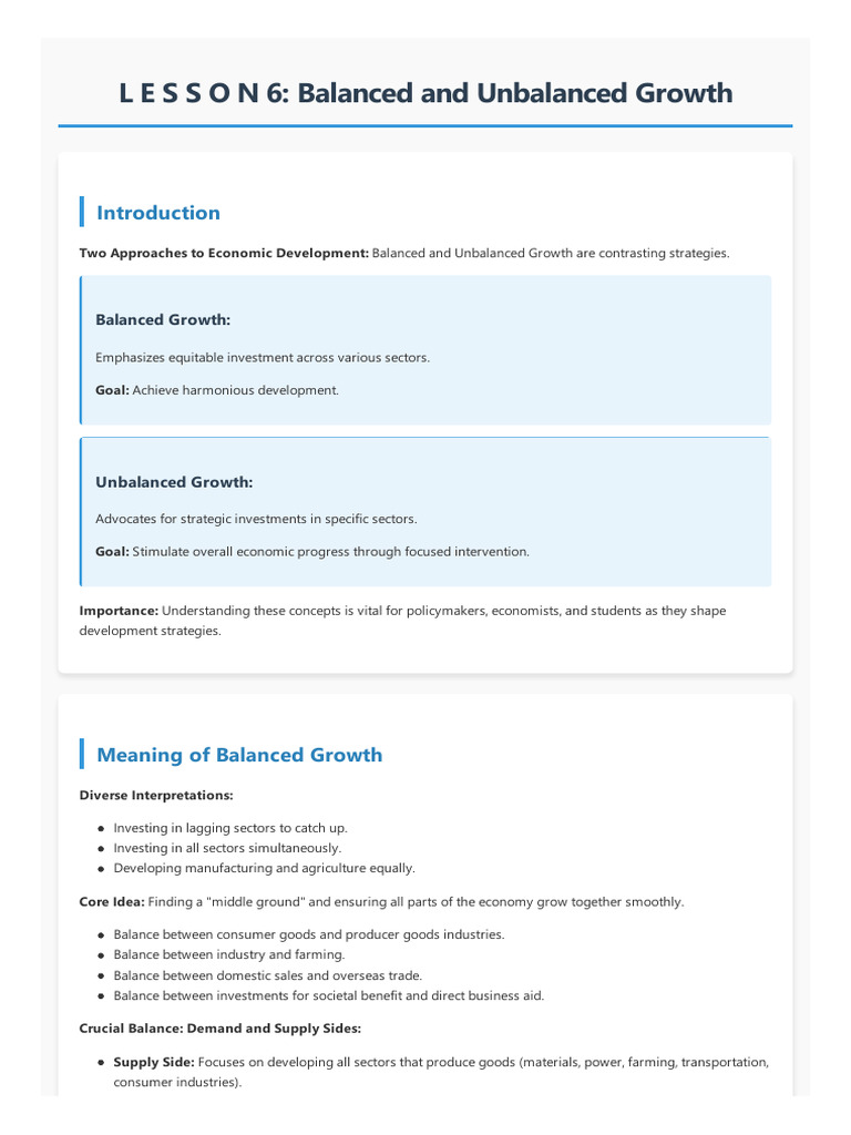 Chapter-6 Balanced and Unbalanced Growth | PDF | Economies | Economics