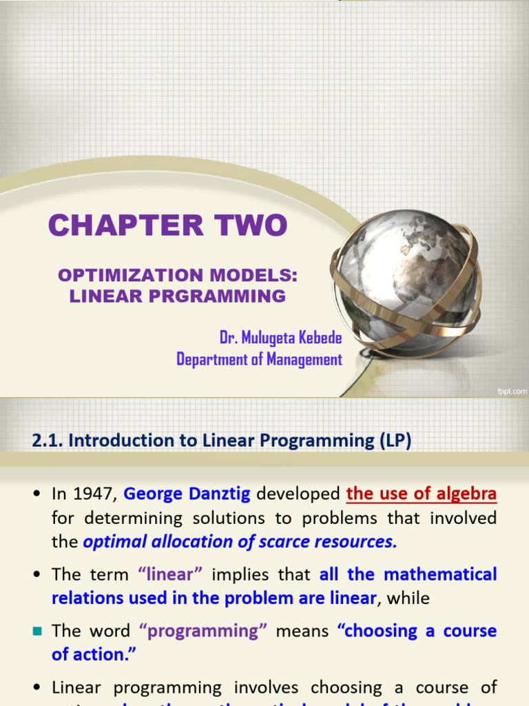 Qalscm Chapter 2 | PDF | Mathematical Optimization | Linear Programming