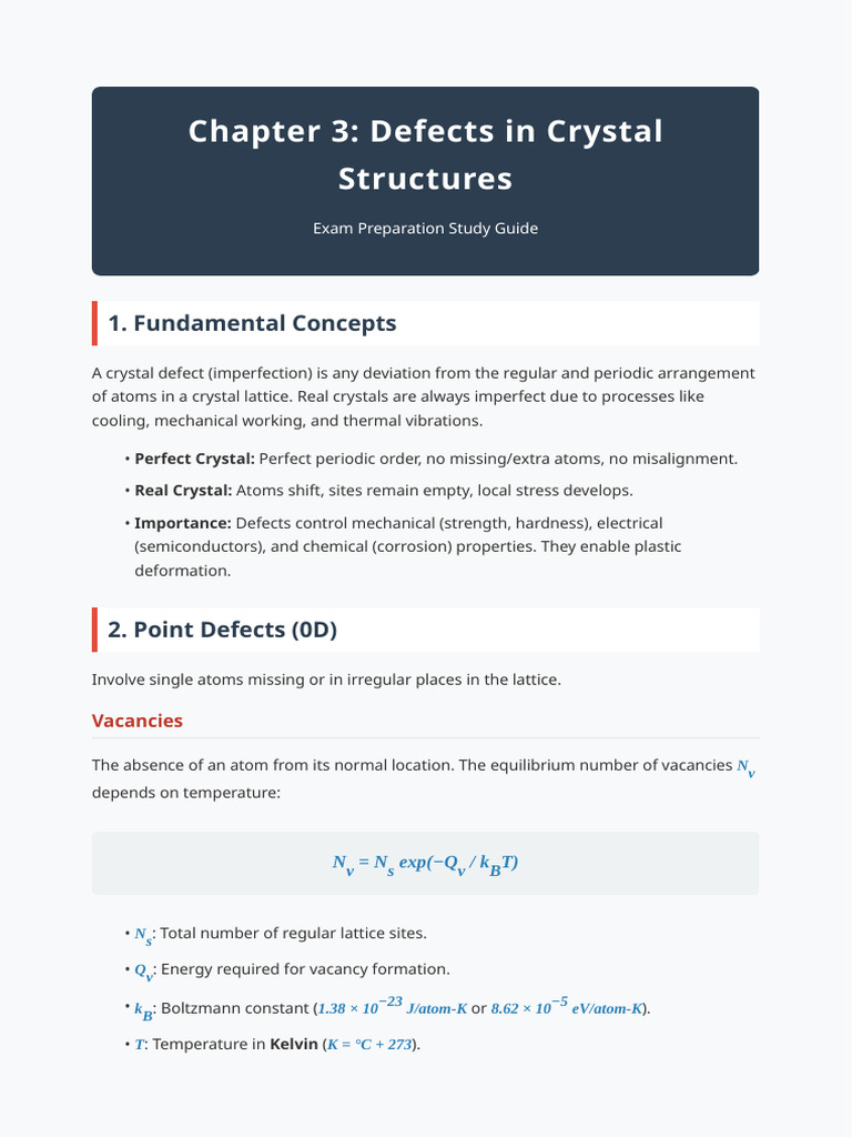 Chapter_3_Crystal_Defects_Study_Notes (2) | PDF | Dislocation | Crystal