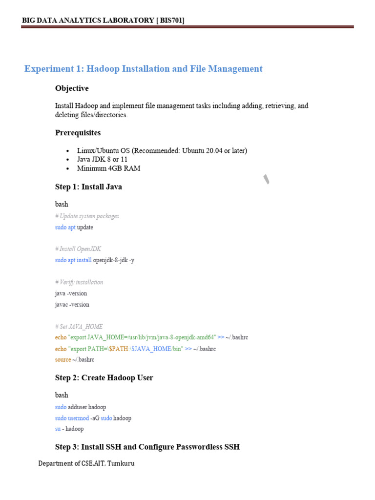 BDA Lab Manual ISE 2025 26 | PDF | Apache Hadoop | Map Reduce