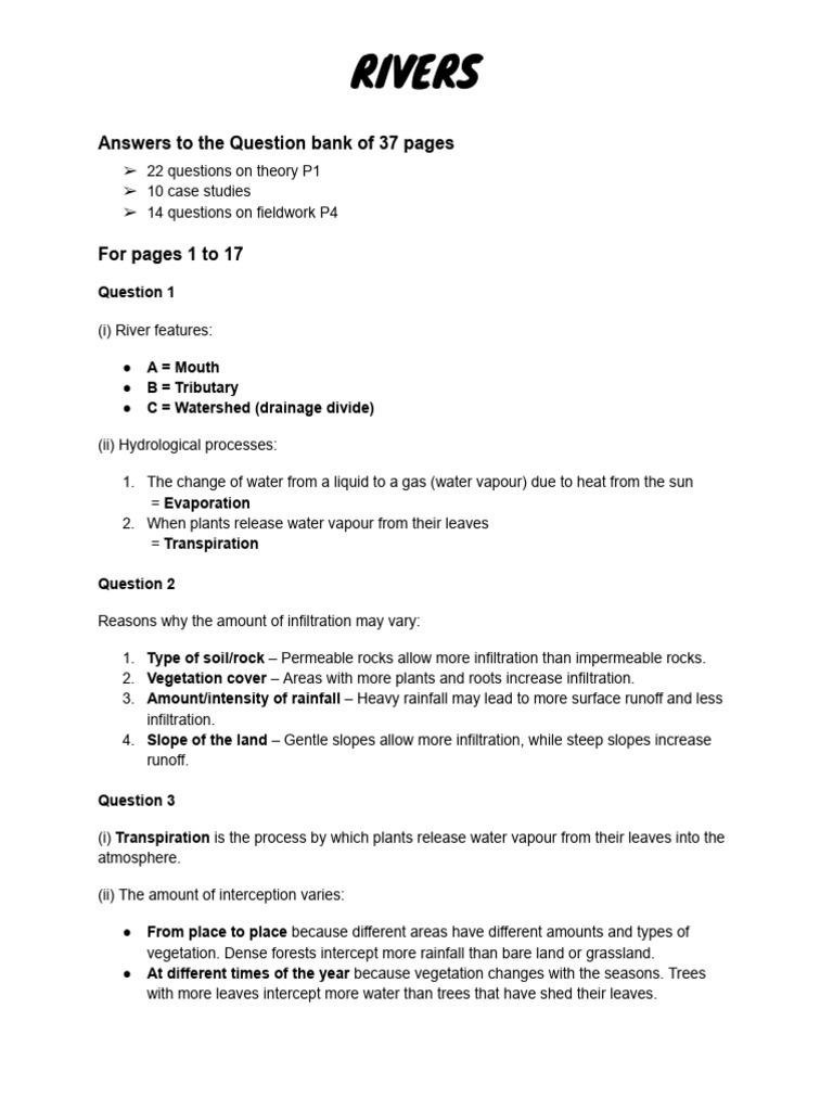 G10 Rivers Question Bank | PDF | River | Erosion