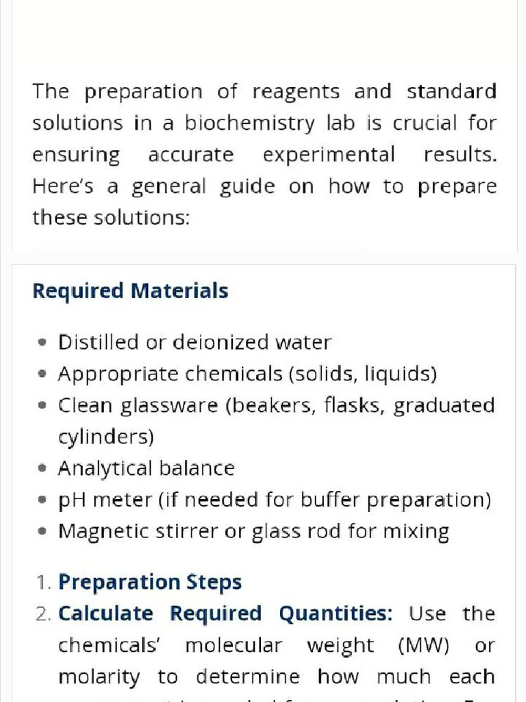 Preparation of Reagents and Buffer | PDF