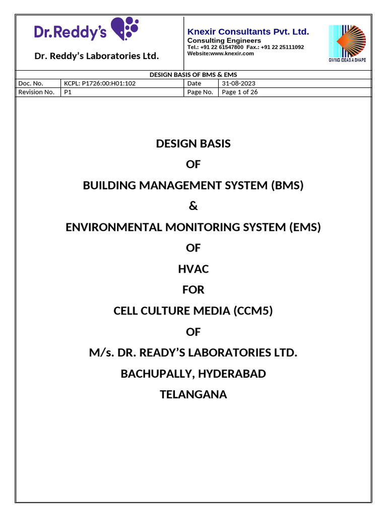 Design Basis For BMS & EMS (Common Format - Updated) | PDF | Duct (Flow ...