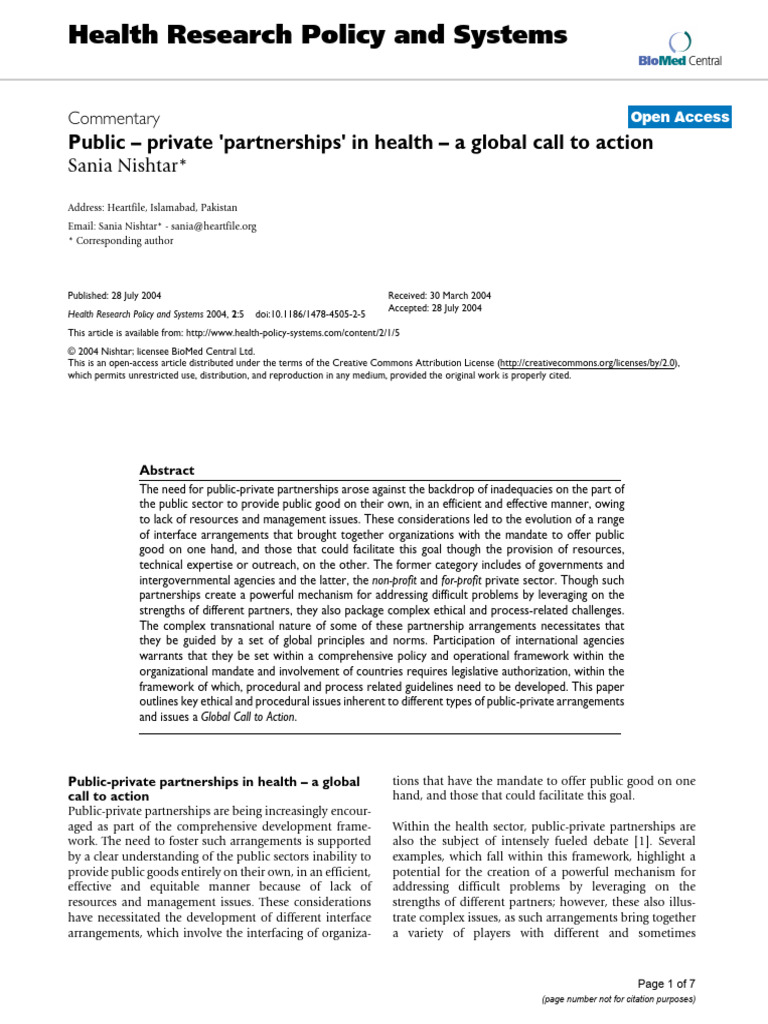 Public Private Partnership | PDF | Governance | World Health Organization