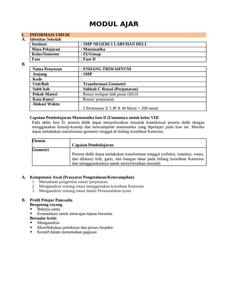 Modul Ajar Bab 3 Subb C Pertemuan 5-6 | PDF