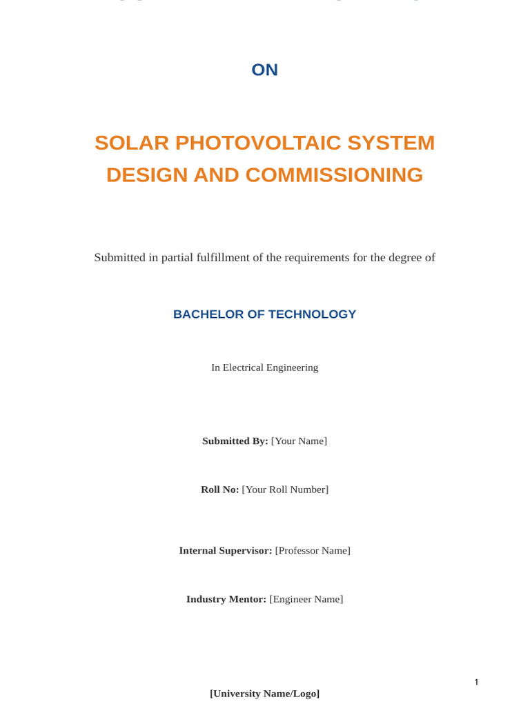 Solar Industrial Report | PDF | Photovoltaic System | Photovoltaics