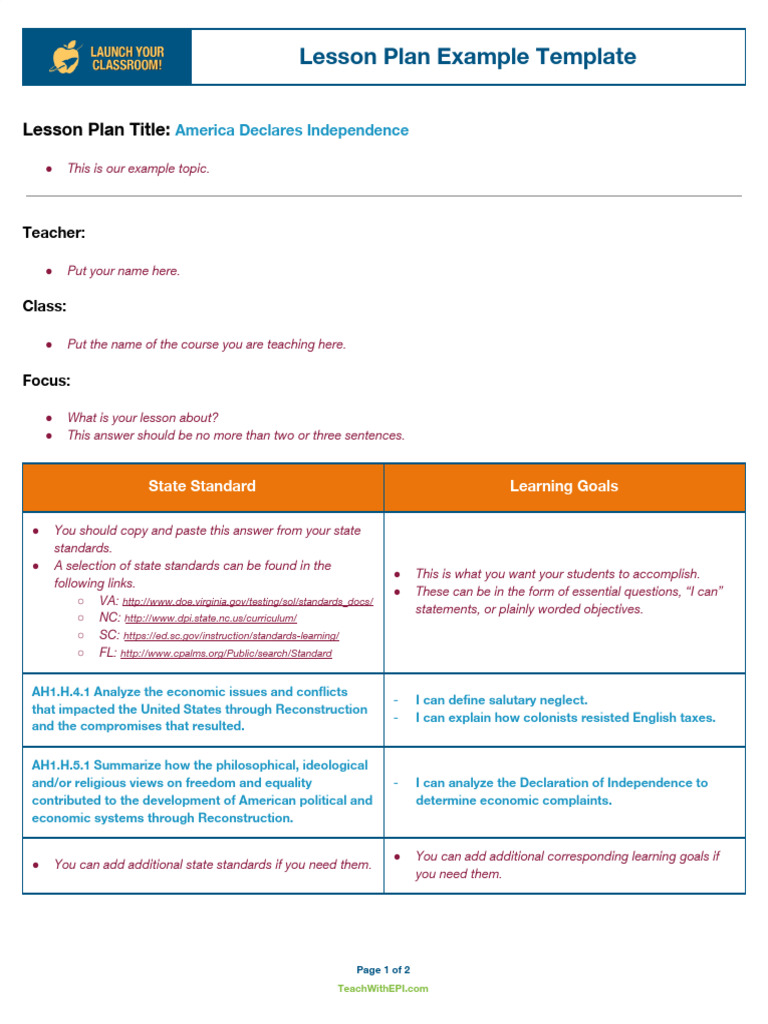 lesson-plan-example-template | PDF | Lesson Plan | Cognition