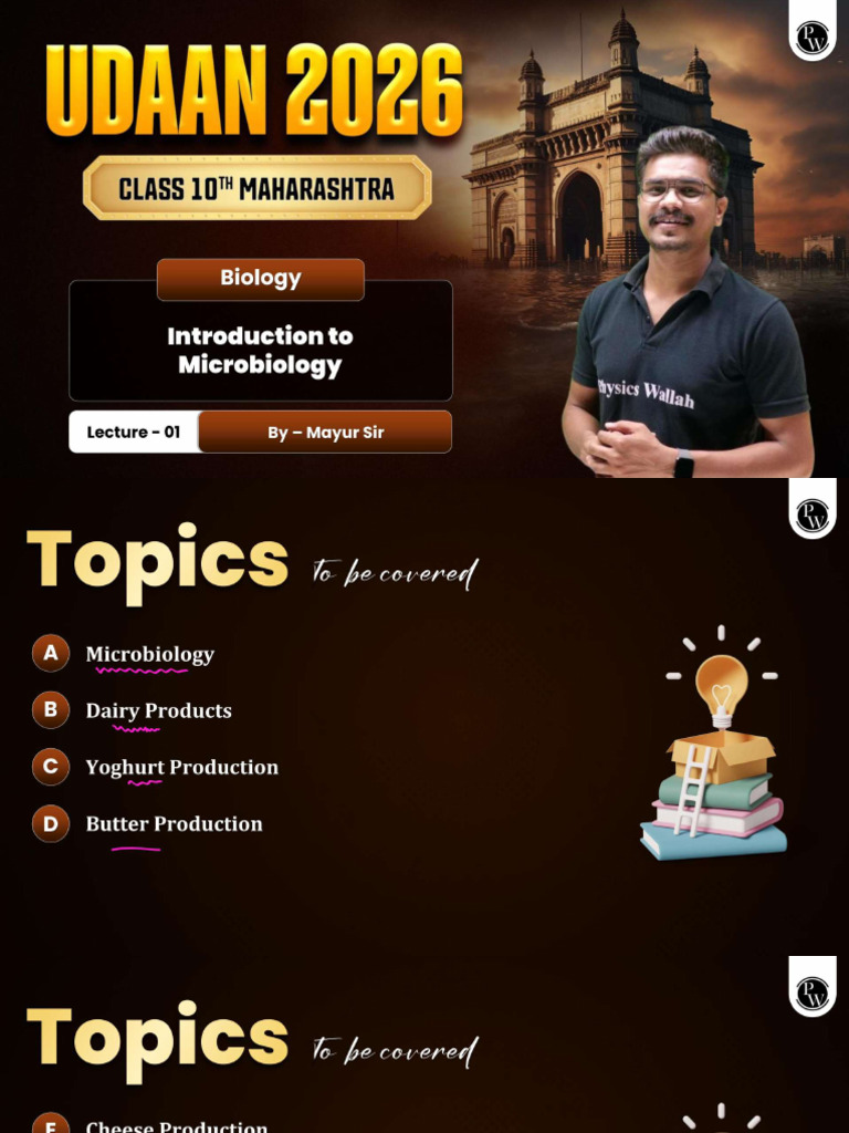 Introduction to Microbiology 01 Class Notes Udaan 2026 (Class 10th ...