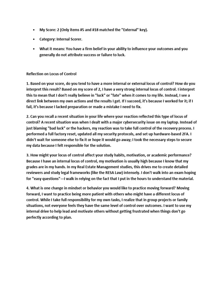 Locus of Control Scale | PDF | Luck | Behavioural Sciences