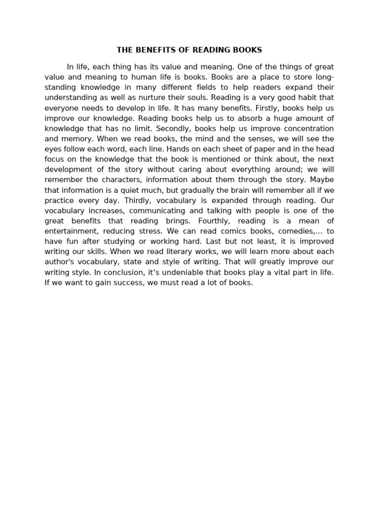 Benefits of Reading Books | PDF
