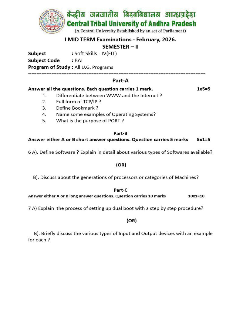 Mid Exam Sample Qp Format Word Format.docx | PDF