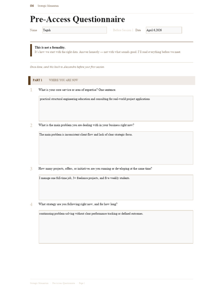 SM Pre Access Questionnaire Teguh2 | PDF