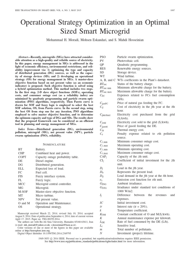 Operational Strategy Optimization in an Optimal Sized Smart Microgrid ...