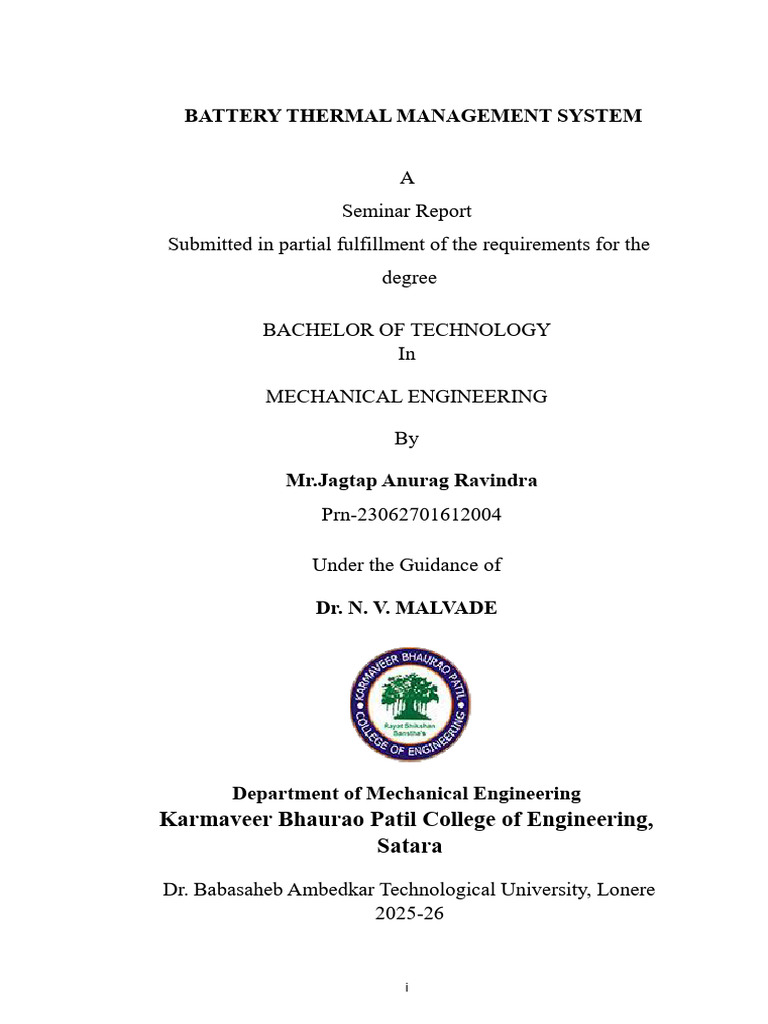 Battery Thermal Management System Final | PDF | Electrochemistry ...