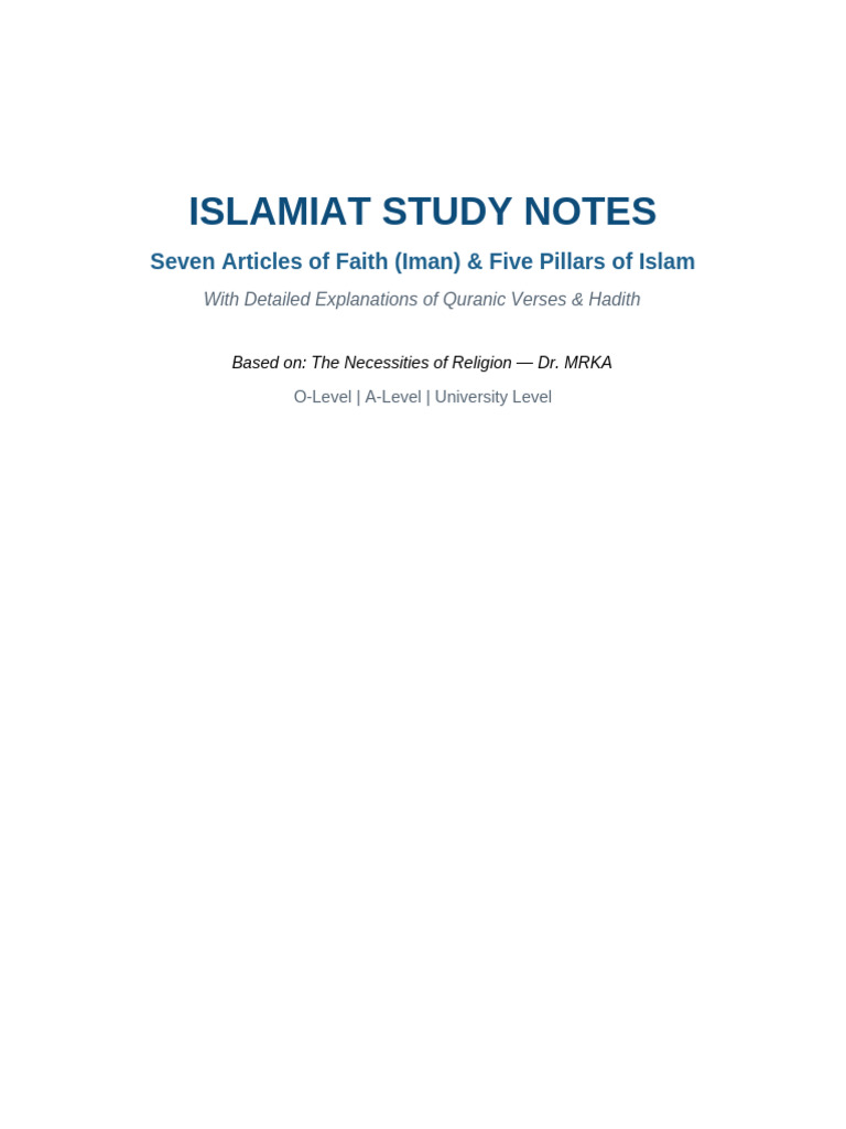 Islamiat Study Notes Enhanced | PDF | Prophets And Messengers In Islam ...