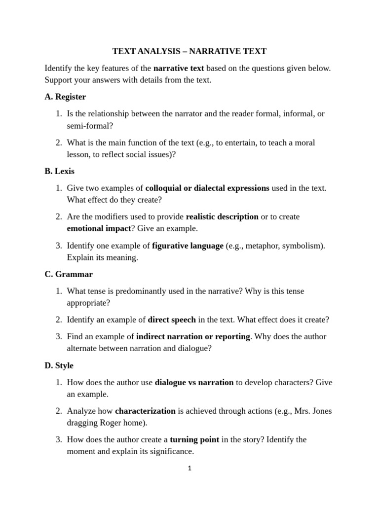 Text Analysis-narrative Text | PDF
