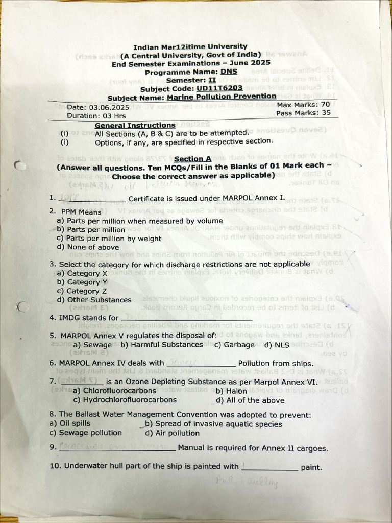 MARPOL PYQs | PDF