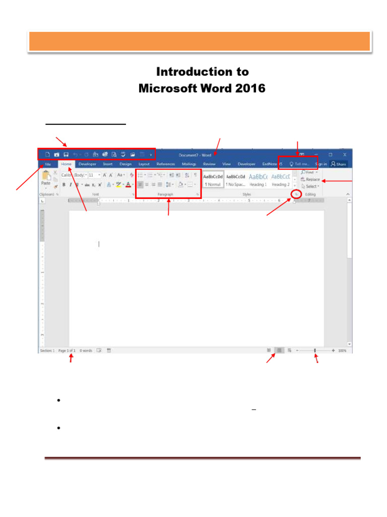 Introduction To Word 2016 | PDF | Window (Computing) | Microsoft Word