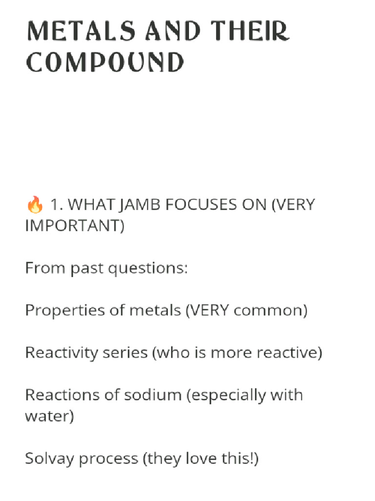 Metal and their compound jamb standards wizzy Pablo Notables | PDF