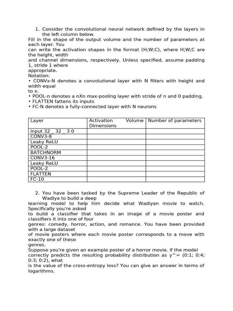 Deep Learning Mathematical Questions | PDF | Statistical Classification ...