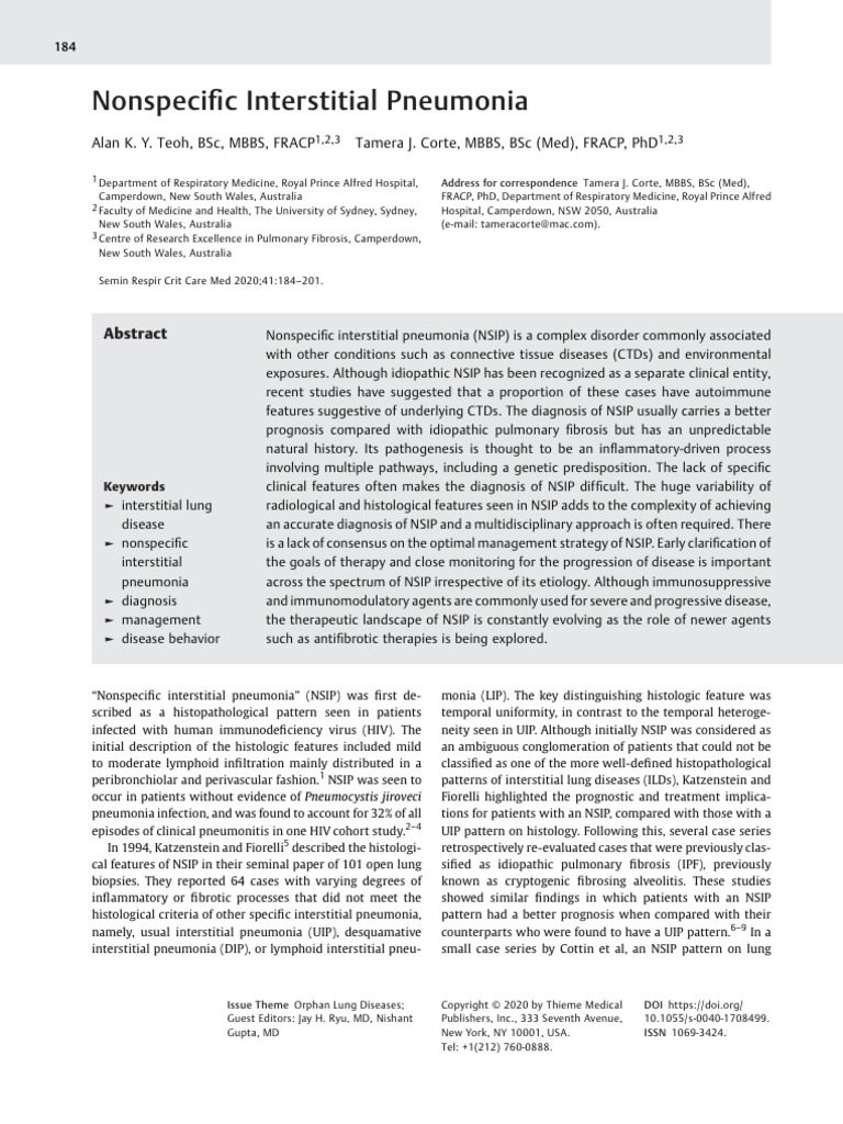 Non Especific Interstitial Pneumonia | PDF | Medicine | Diseases And ...