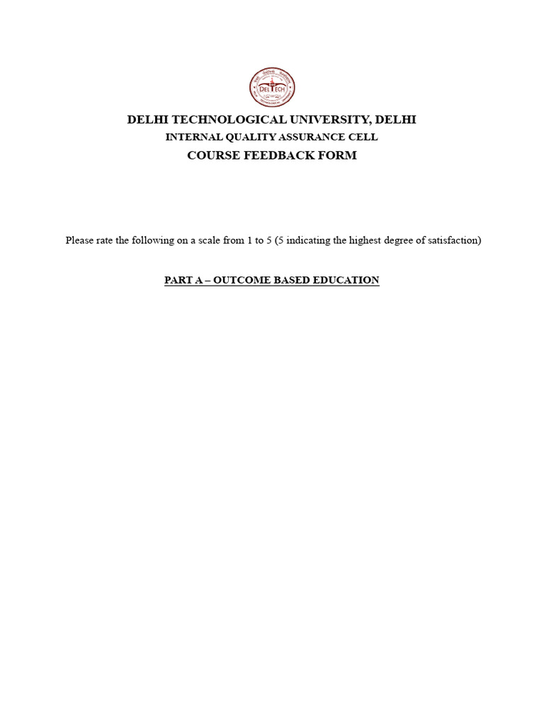 Course Feedback Form | PDF | Teachers