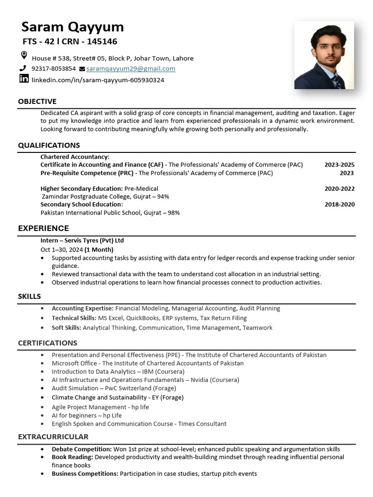 Saram Qayyum CV | PDF | Business