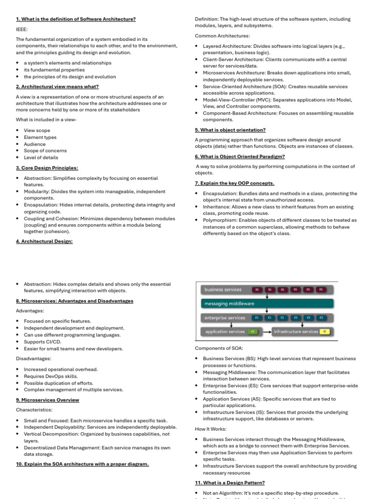 Software Architecture Short Note | PDF | Software Architecture | Object ...