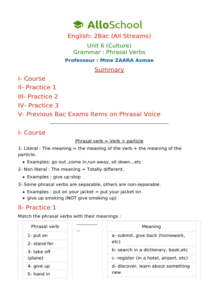 Grammar 6 Phrasal Verbs 12 | PDF
