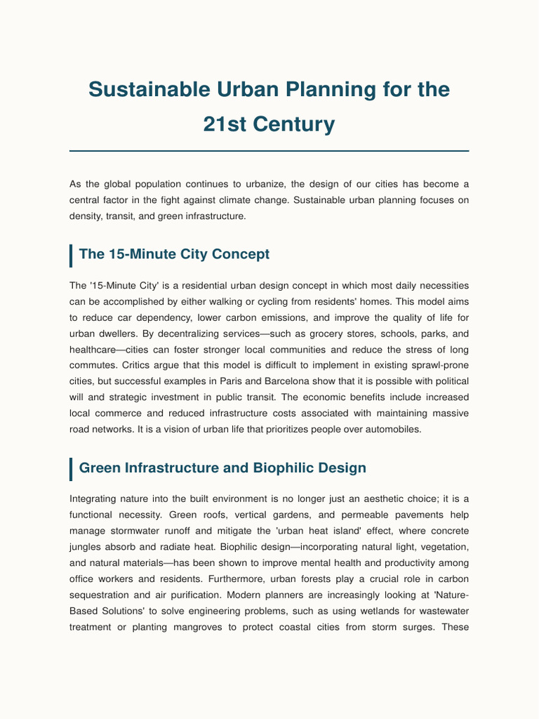 Sustainable Urban Planning Strategies | PDF | Infrastructure | Green ...