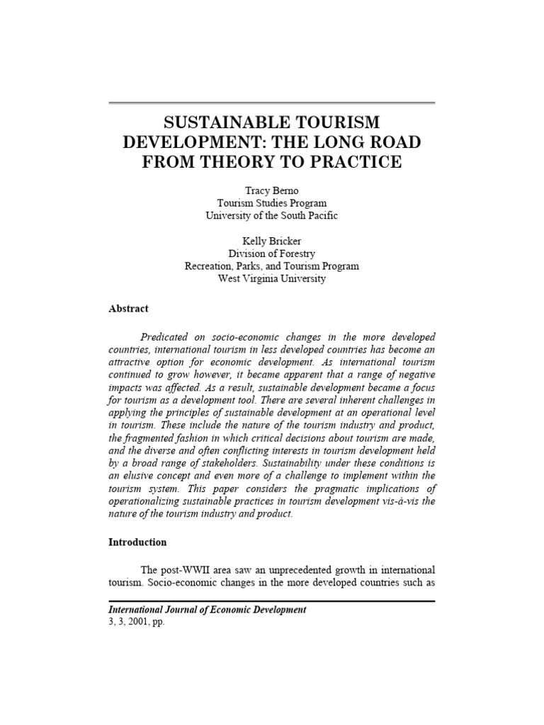 SUSTAINABLE_TOURISM_DEVELOPMENT_THE_LONG | PDF | Tourism | Sustainability