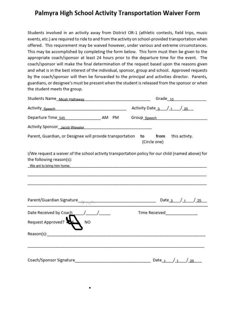 Updated Transportation Waiver Form | PDF | Justice | Crime & Violence