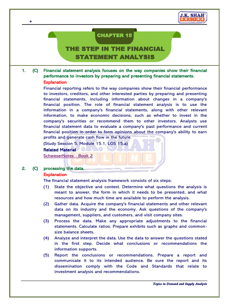 15. Introduction to Financial Statement Analysis Solution | PDF ...