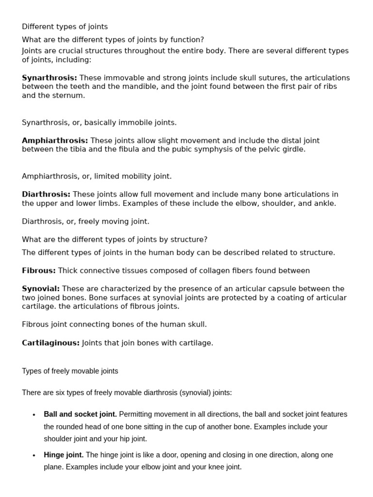 Joints Skeletal System | PDF | Joint | Bone