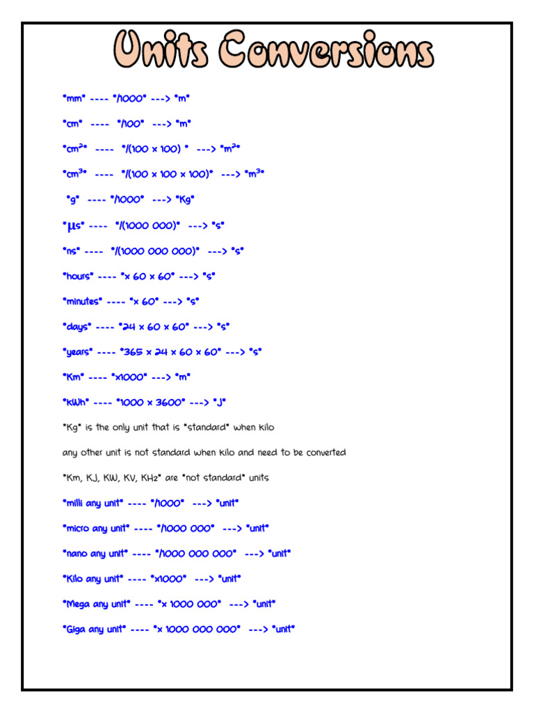 Units Conversions | PDF