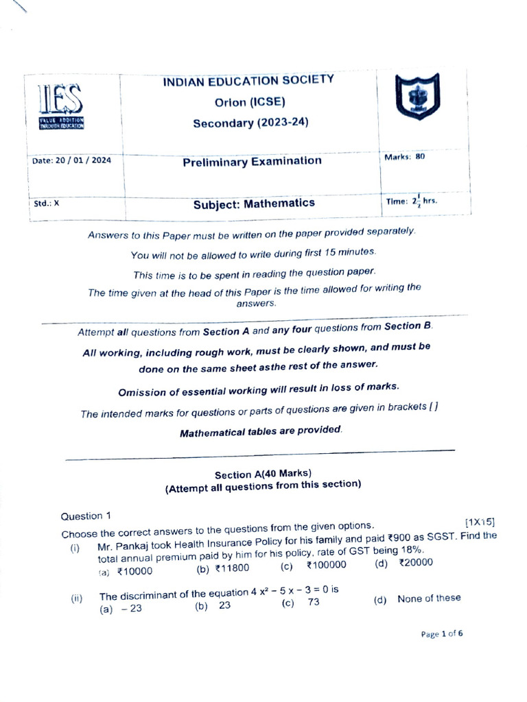 Orion Mathematics Paper 2 | PDF | Mathematics