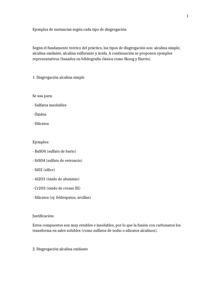 Disgregacion Ejemplos-1 | PDF | Fluoruro | Cromo