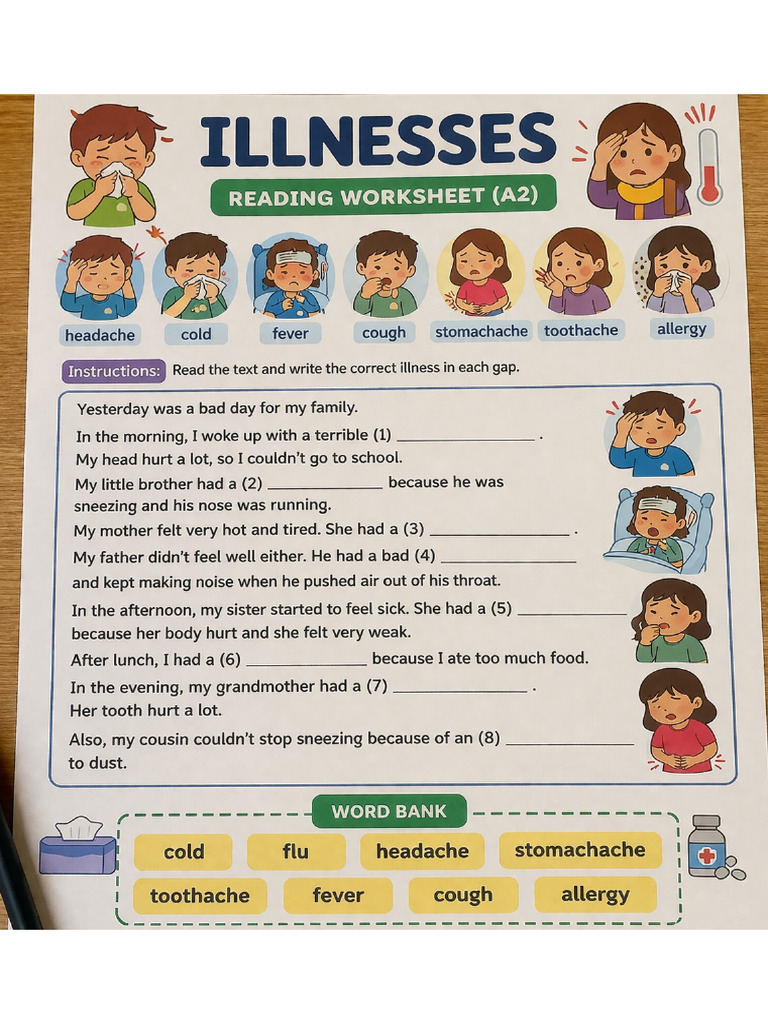 Illnesses Worksheet | PDF
