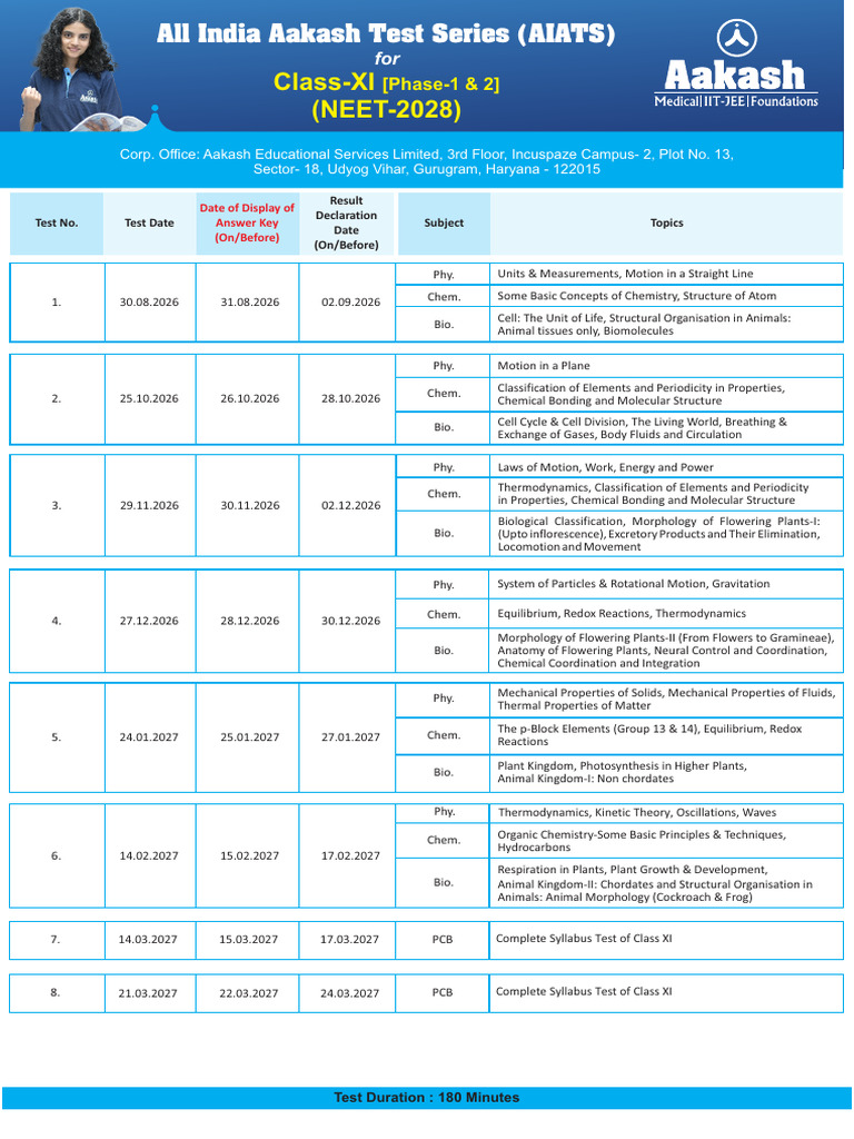 AIATS Schedule for Class XI Studying %5B2026-27%5D_Phase-01 %26 02 ...