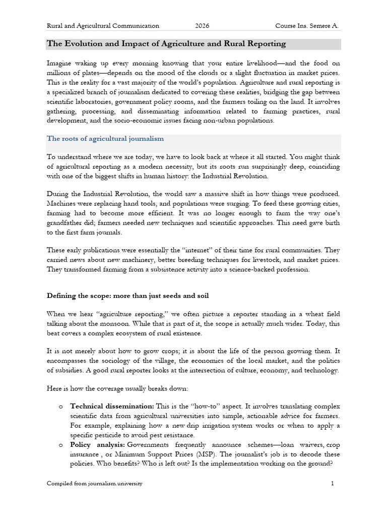 Agriculture and Rural Communication Final Note 2026 | PDF | Agriculture ...